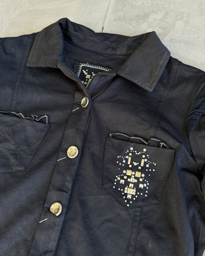 Marithé François Girbaud MFG Black Jacket with Silver Stitching - S/M