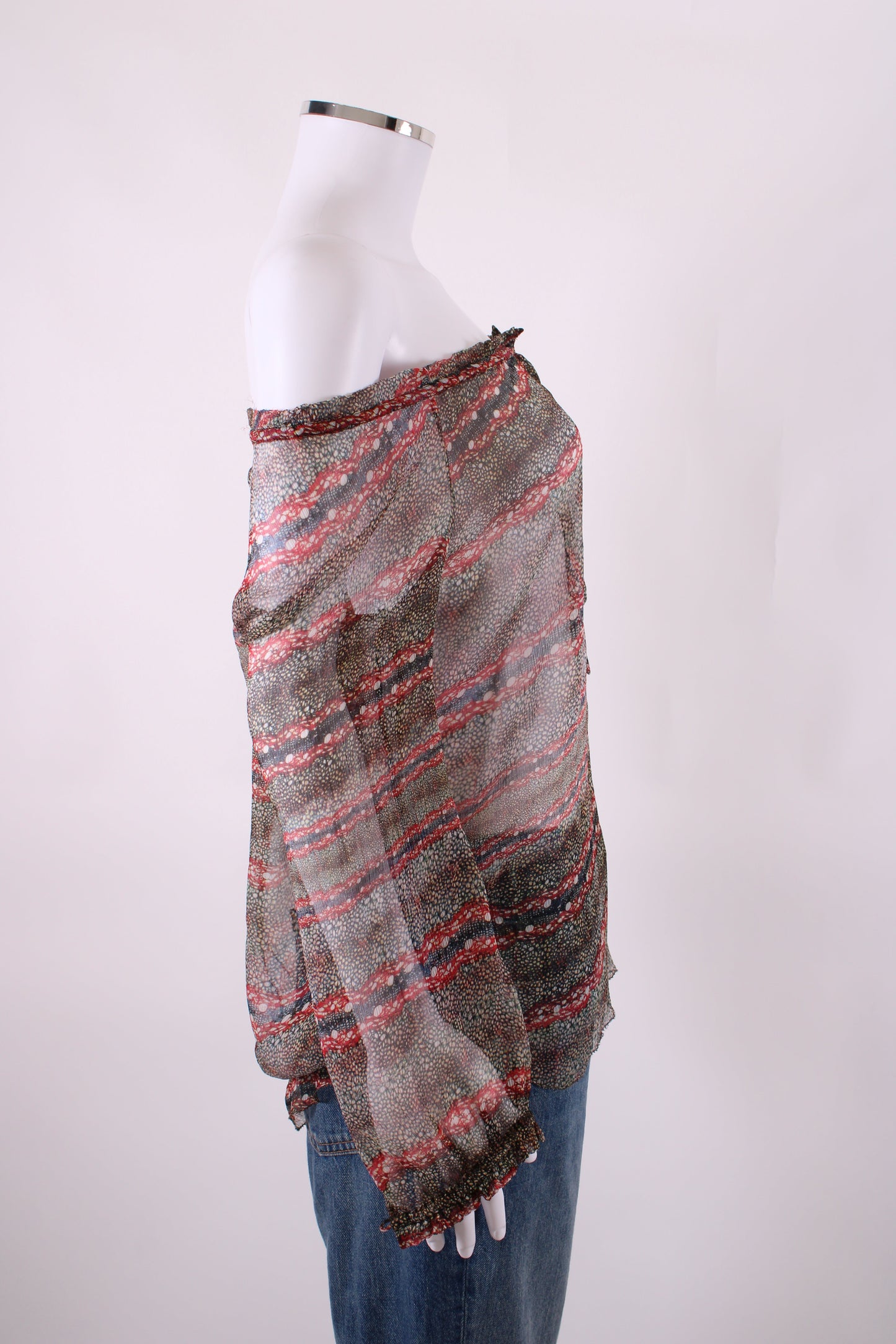 Isabel Marant Etoile L/S Print Blouse Beige/ Red 8 | O/S, Beige