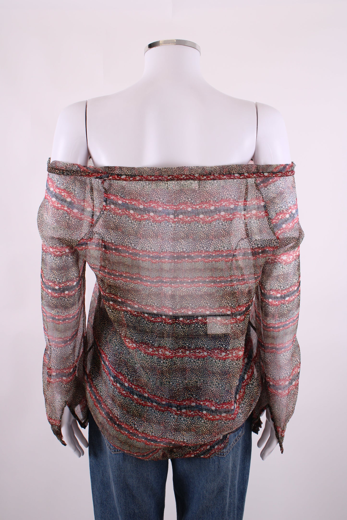 Isabel Marant Etoile L/S Print Blouse Beige/ Red 8 | O/S, Beige