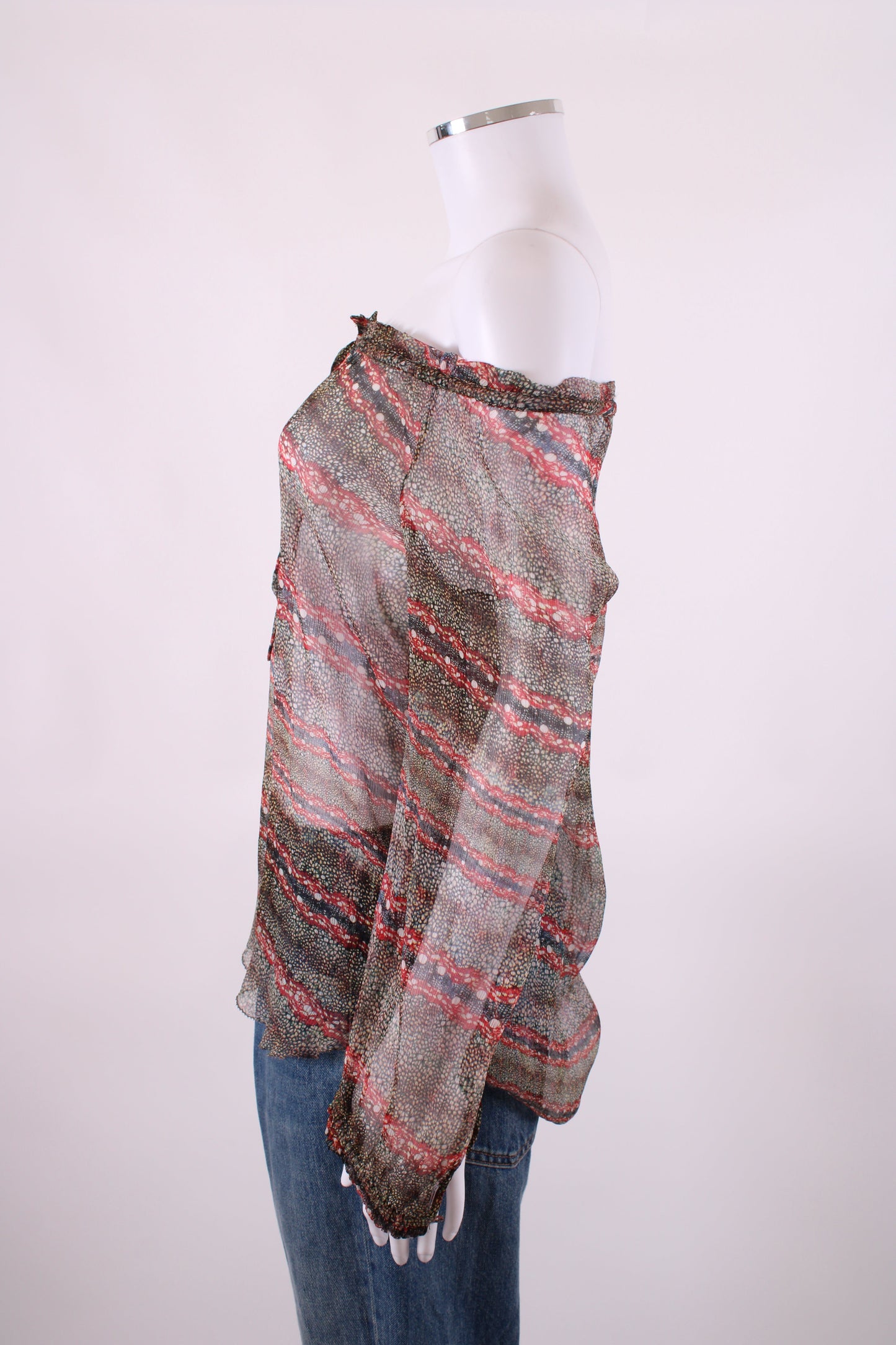 Isabel Marant Etoile L/S Print Blouse Beige/ Red 8 | O/S, Beige