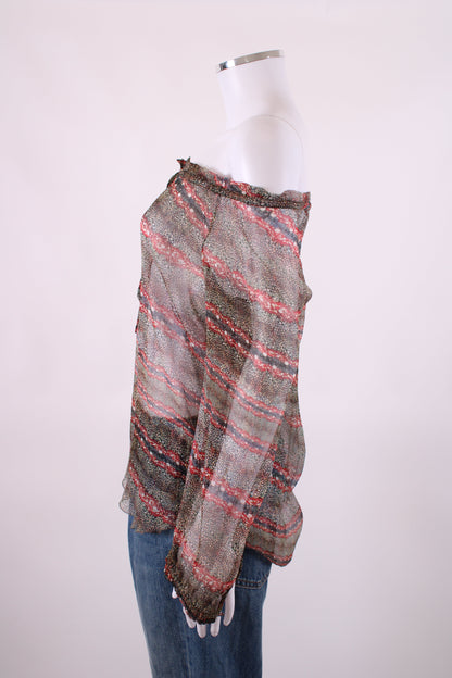 Isabel Marant Etoile L/S Print Blouse Beige/ Red 8 | O/S, Beige