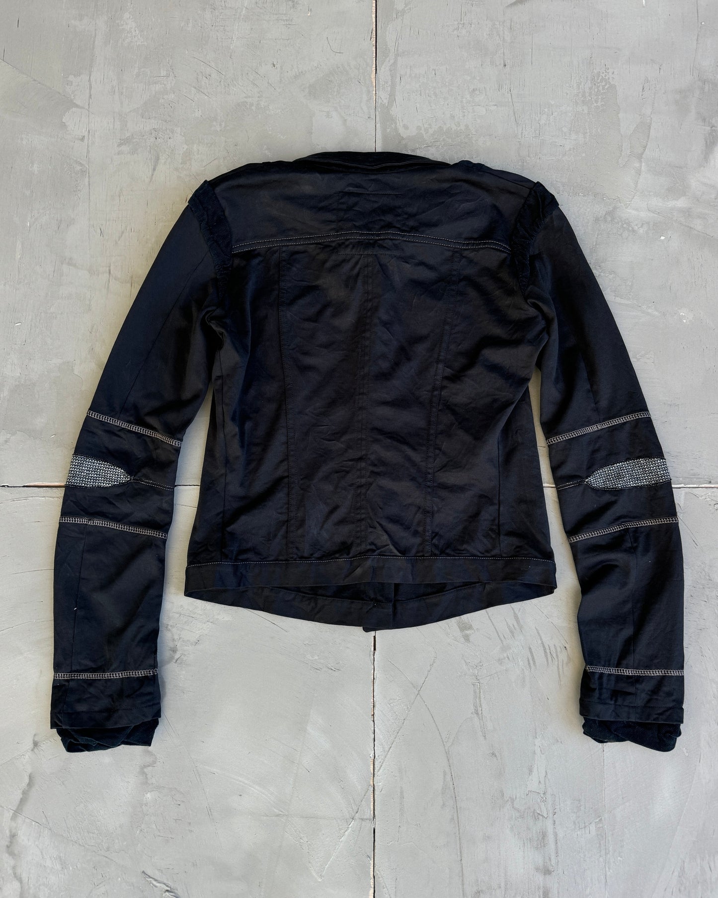 Marithé François Girbaud MFG Black Jacket with Silver Stitching - S/M