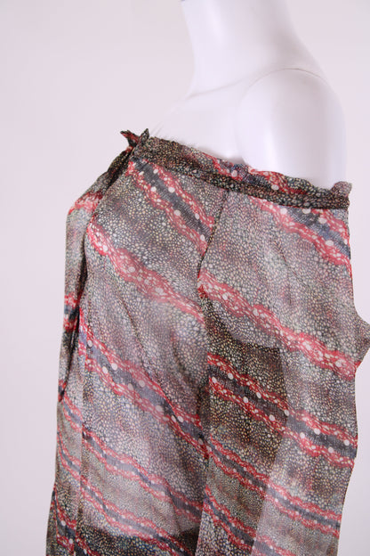 Isabel Marant Etoile L/S Print Blouse Beige/ Red 8 | O/S, Beige