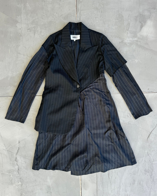Maison Margiela MM6 2016 Asymmetric Contrast Pinstriped Blazer - S