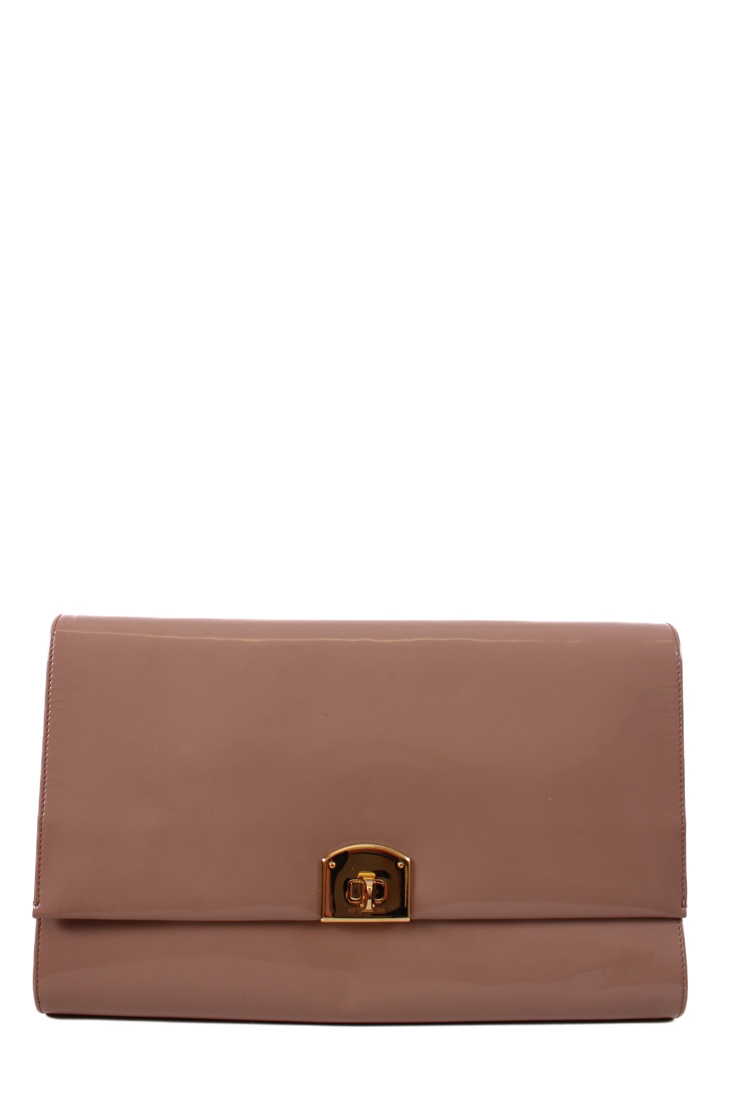 Sergio Rossi Patent Clutch Nude | O/S, Gold
