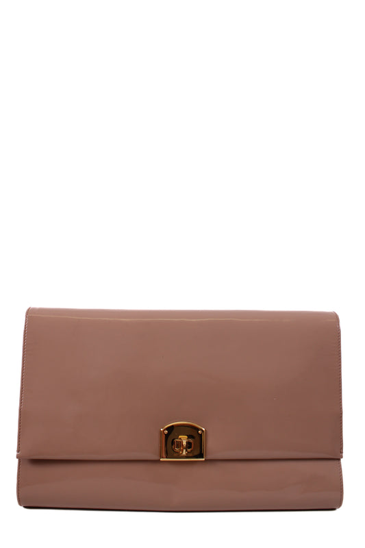 Sergio Rossi Patent Clutch Nude | O/S, Gold