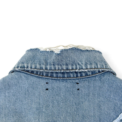 AMIRI X PLAYBOY MAGAZINE DISTRESSED DENIM JACKET BLUE XL | XL, Blue