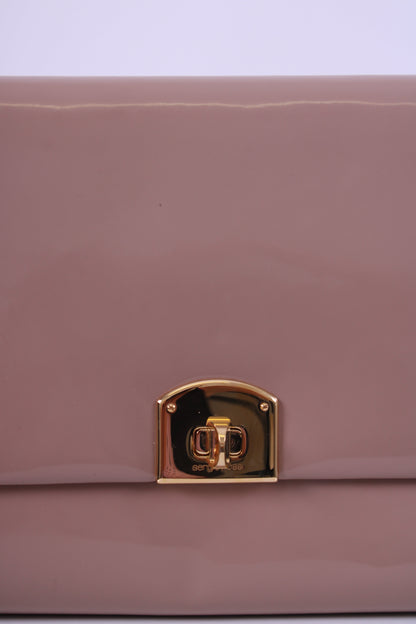 Sergio Rossi Patent Clutch Nude | O/S, Gold