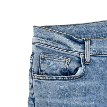 AMIRI X PLAYBOY MAGAZINE DISTRESSED SKINNY DENIM JEANS BLUE W33 / M | Medium, Blue