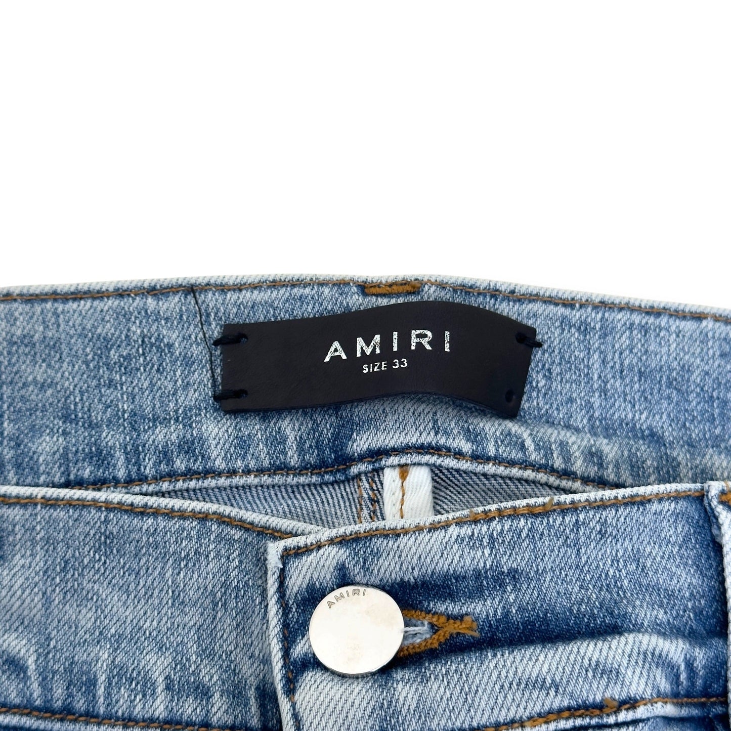 AMIRI X PLAYBOY MAGAZINE DISTRESSED SKINNY DENIM JEANS BLUE W33 / M | Medium, Blue