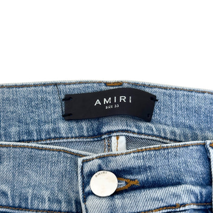 AMIRI X PLAYBOY MAGAZINE DISTRESSED SKINNY DENIM JEANS BLUE W33 / M | Medium, Blue