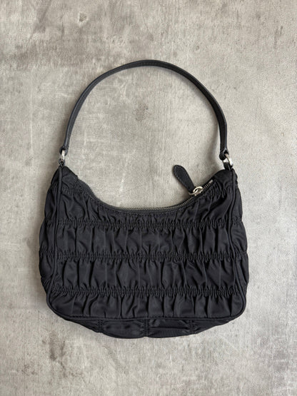 Prada Black Rouched Mini Badge Bag