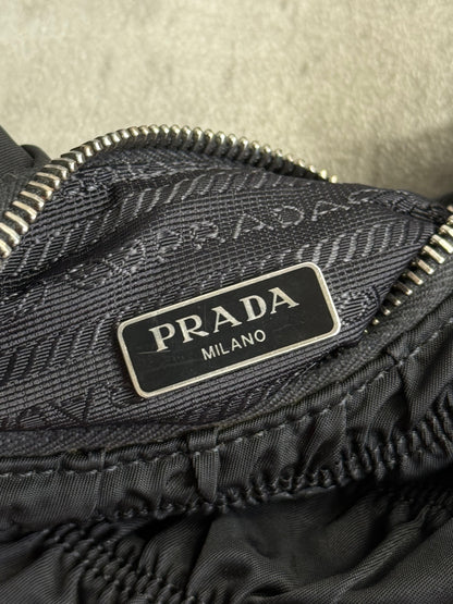 Prada Black Rouched Mini Badge Bag