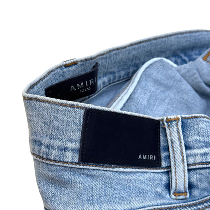 AMIRI X PLAYBOY MAGAZINE DISTRESSED SKINNY DENIM JEANS BLUE W33 / M | Medium, Blue