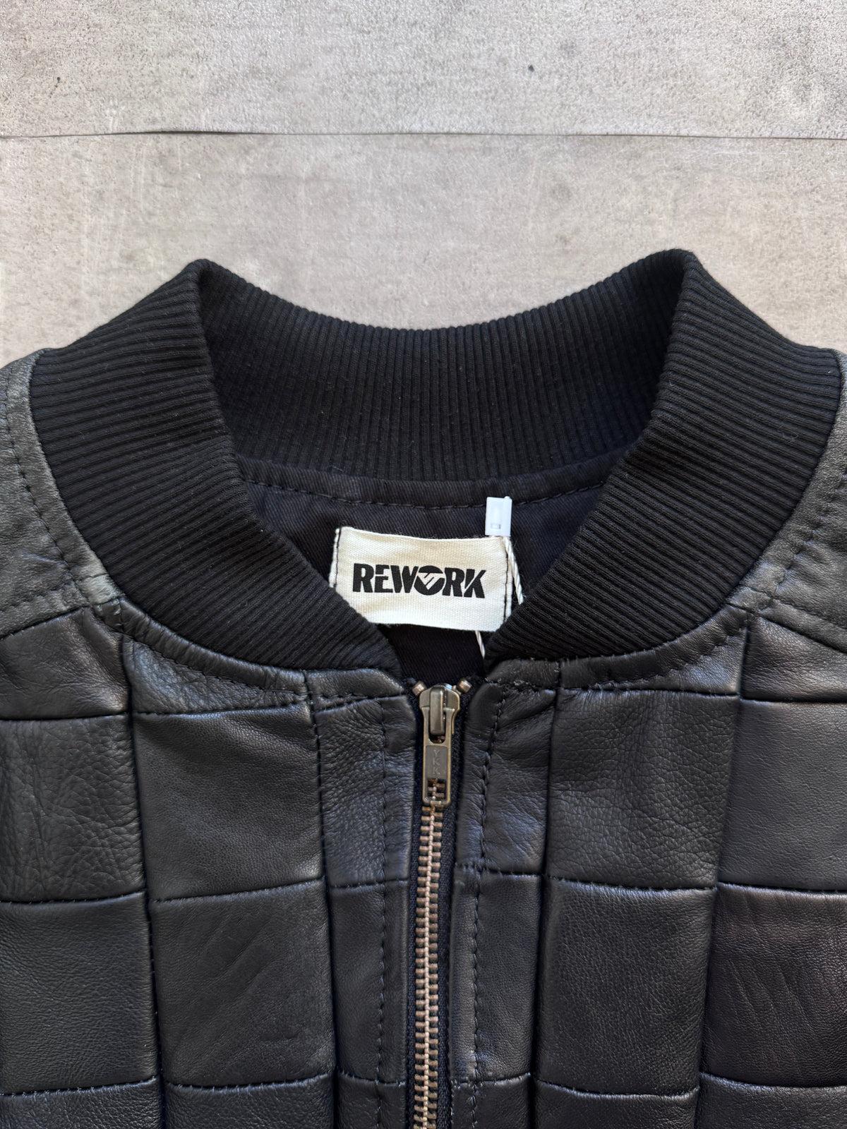 VT Rework: Hybrid Quilted Leather Cropped Bomber Jacket | Large, Black