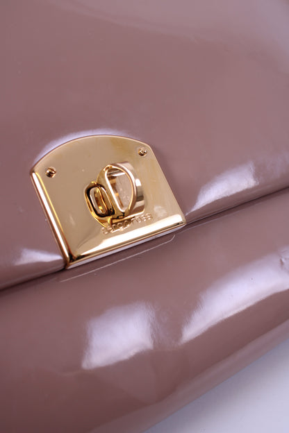 Sergio Rossi Patent Clutch Nude | O/S, Gold