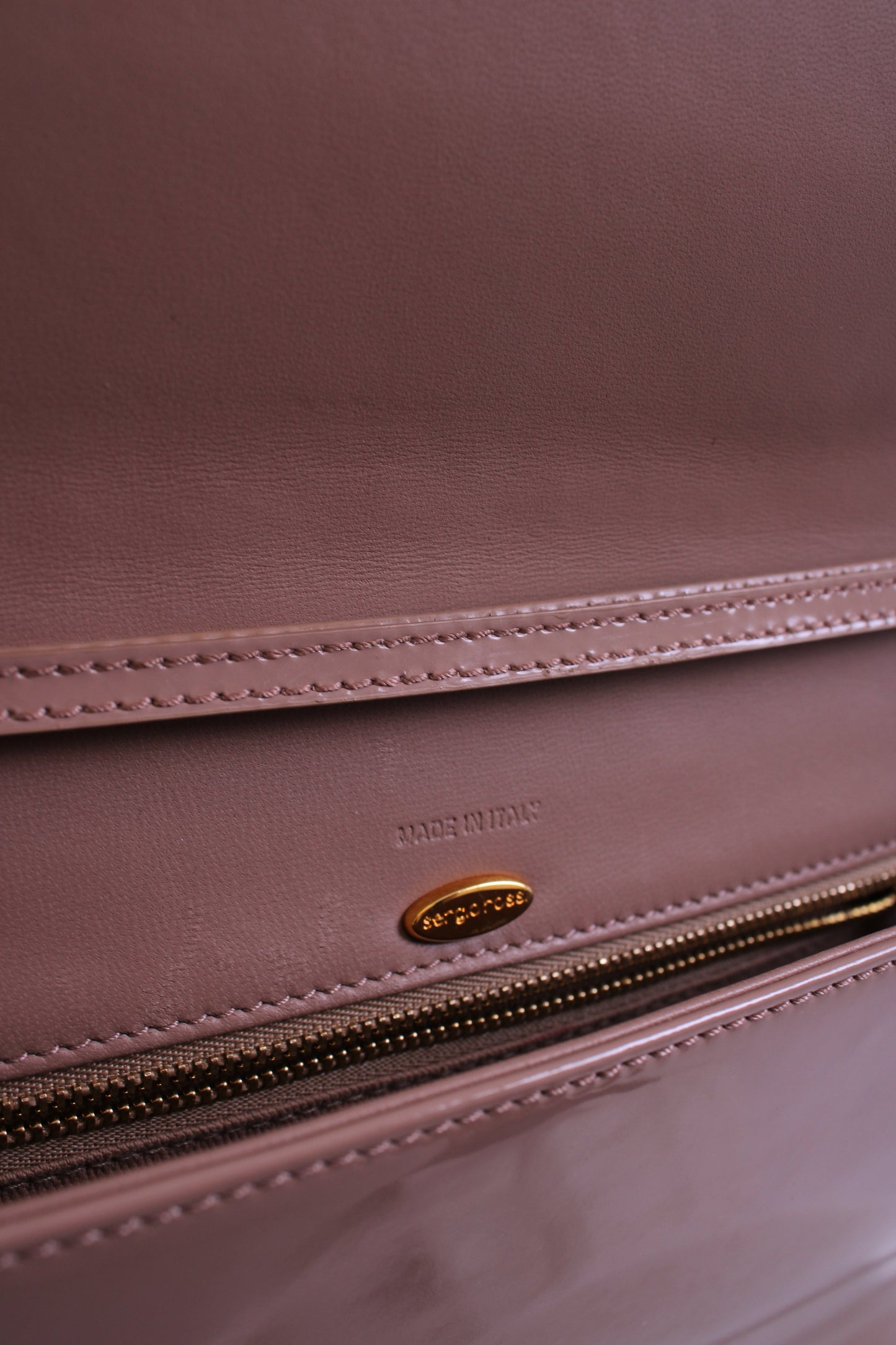 Sergio Rossi Patent Clutch Nude | O/S, Gold