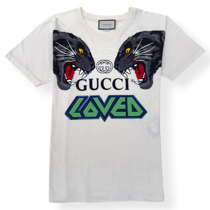 GUCCI OVERSIZED LOVED PANTHER GRAPHIC T-SHIRT ECRU M | Medium, Ecru