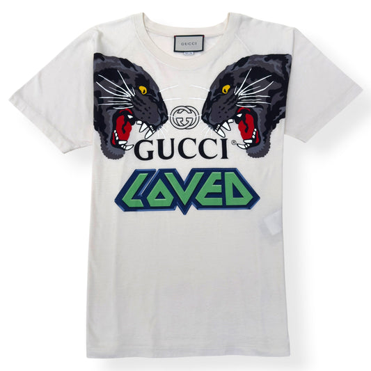GUCCI OVERSIZED LOVED PANTHER GRAPHIC T-SHIRT ECRU M | Medium, Ecru
