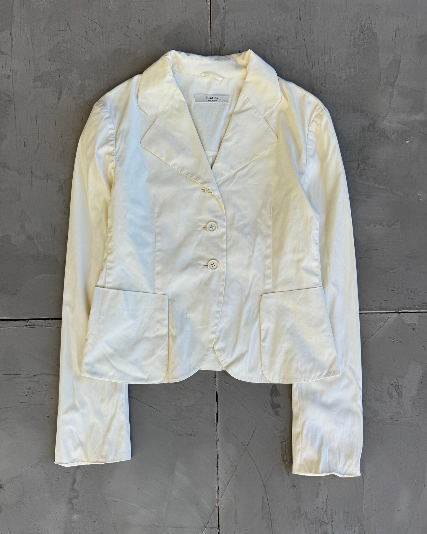 Prada Cream Lightweight Cotton Blazer - M