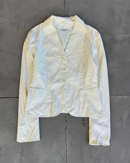 Prada Cream Lightweight Cotton Blazer - M