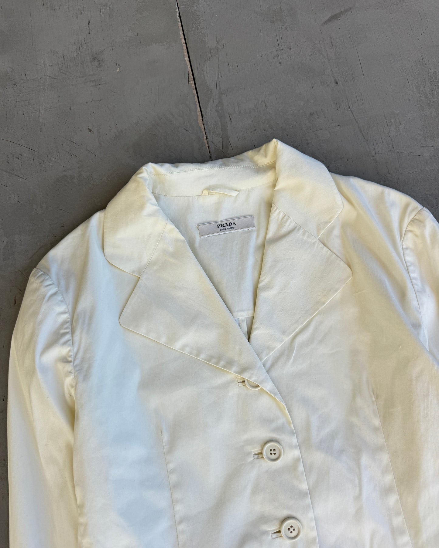 Prada Cream Lightweight Cotton Blazer - M