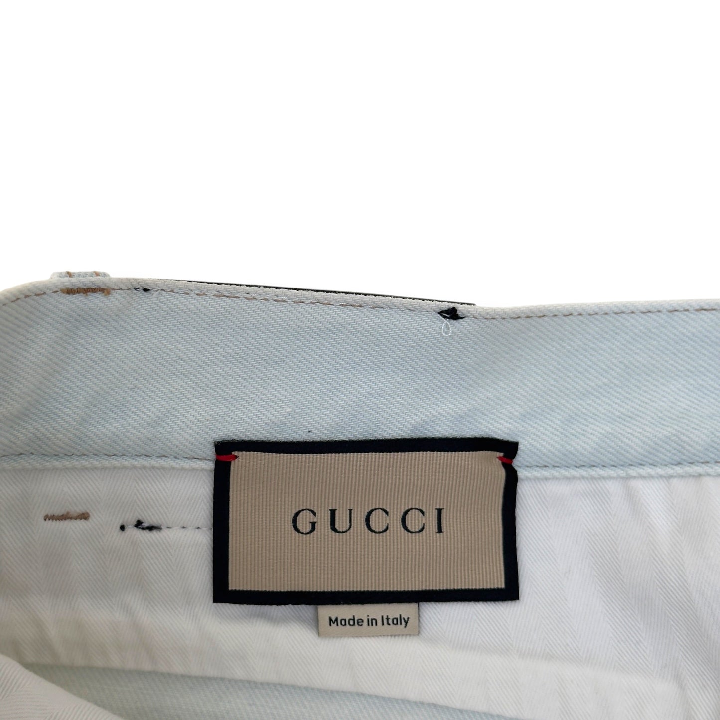 GUCCI GG CANVAS PANEL STRAIGHT LEG JEANS WHITE / BEIGE W34 / L | Large, Beige