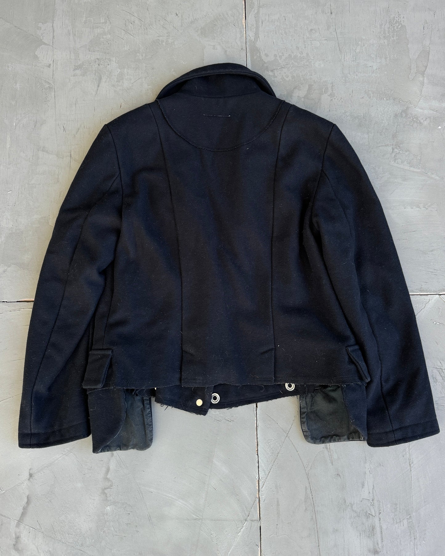 Maison Margiela MM6 Wool Asymmetric Button Up Jacket - L | Small, Black