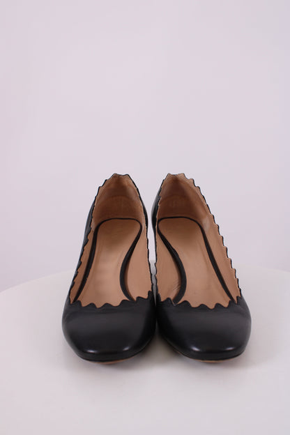 Chloe Scalloped Edge Heels Black 37.5 | O/S, Black
