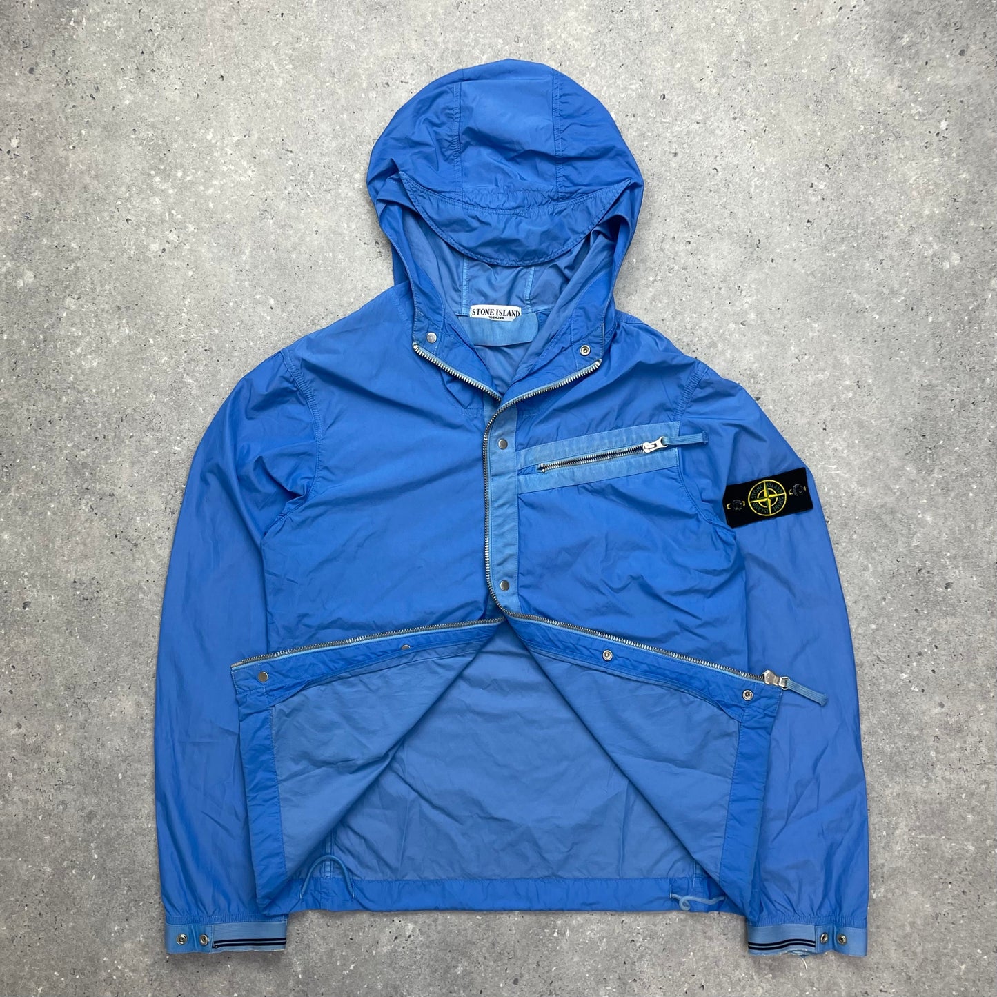 Stone Island Blue Spalmatura Nylon Hooded Jacket SS09 | Large, Blue