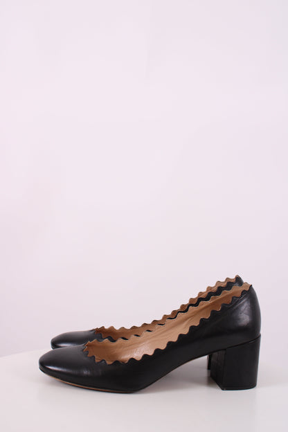 Chloe Scalloped Edge Heels Black 37.5 | O/S, Black