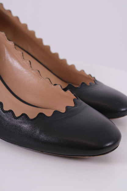 Chloe Scalloped Edge Heels Black 37.5 | O/S, Black