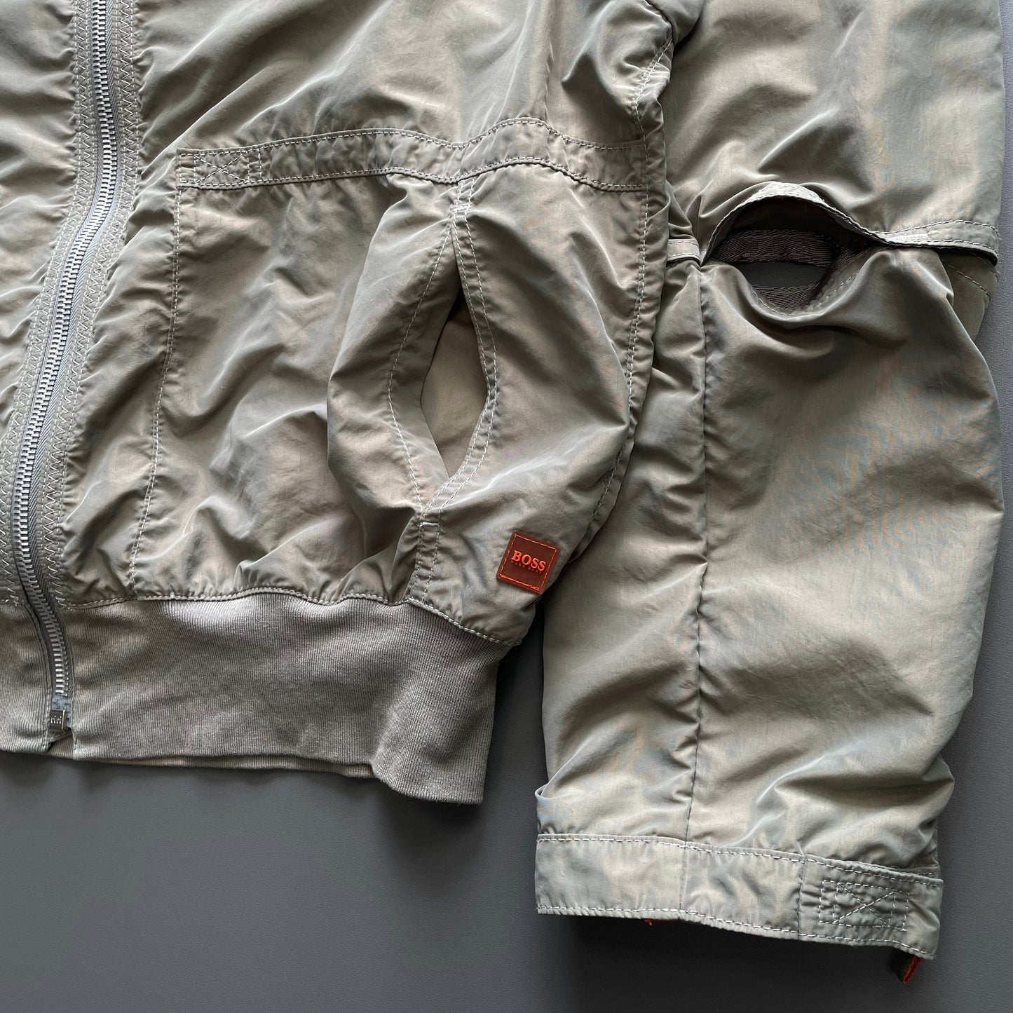Hugo Boss Orange Grey 00s Nylon Vented Bomber Jacket | X-Large, Multicoloured