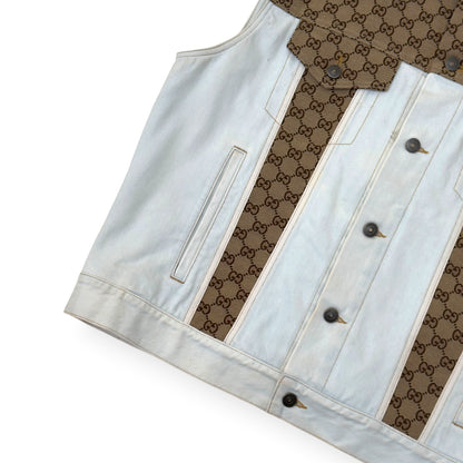 GUCCI GG CANVAS DENIM VEST JACKET WHITE / BEIGE 48 / M | Medium, Beige