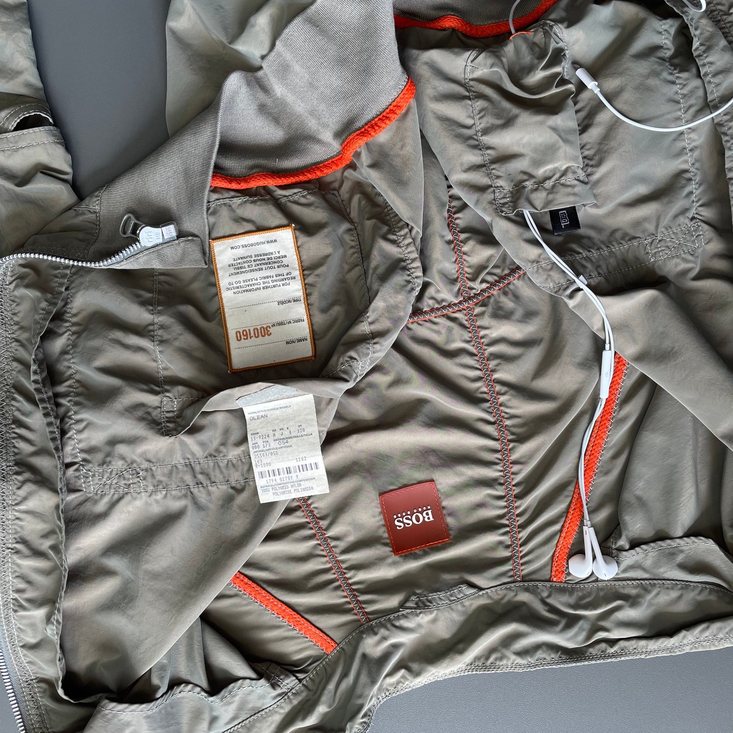 Hugo Boss Orange Grey 00s Nylon Vented Bomber Jacket | X-Large, Multicoloured