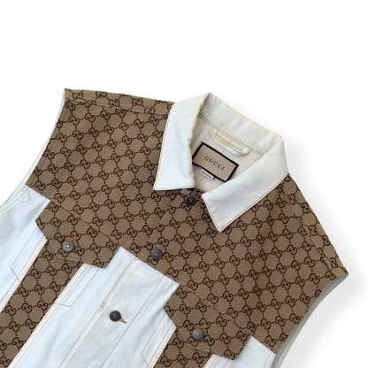 GUCCI GG CANVAS DENIM VEST JACKET WHITE / BEIGE 48 / M | Medium, Beige
