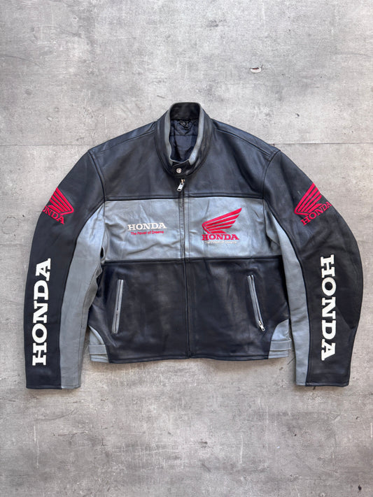 1990s Honda Heavyweight Moto Leather Racing Jacket | Extra Extra Large, Black