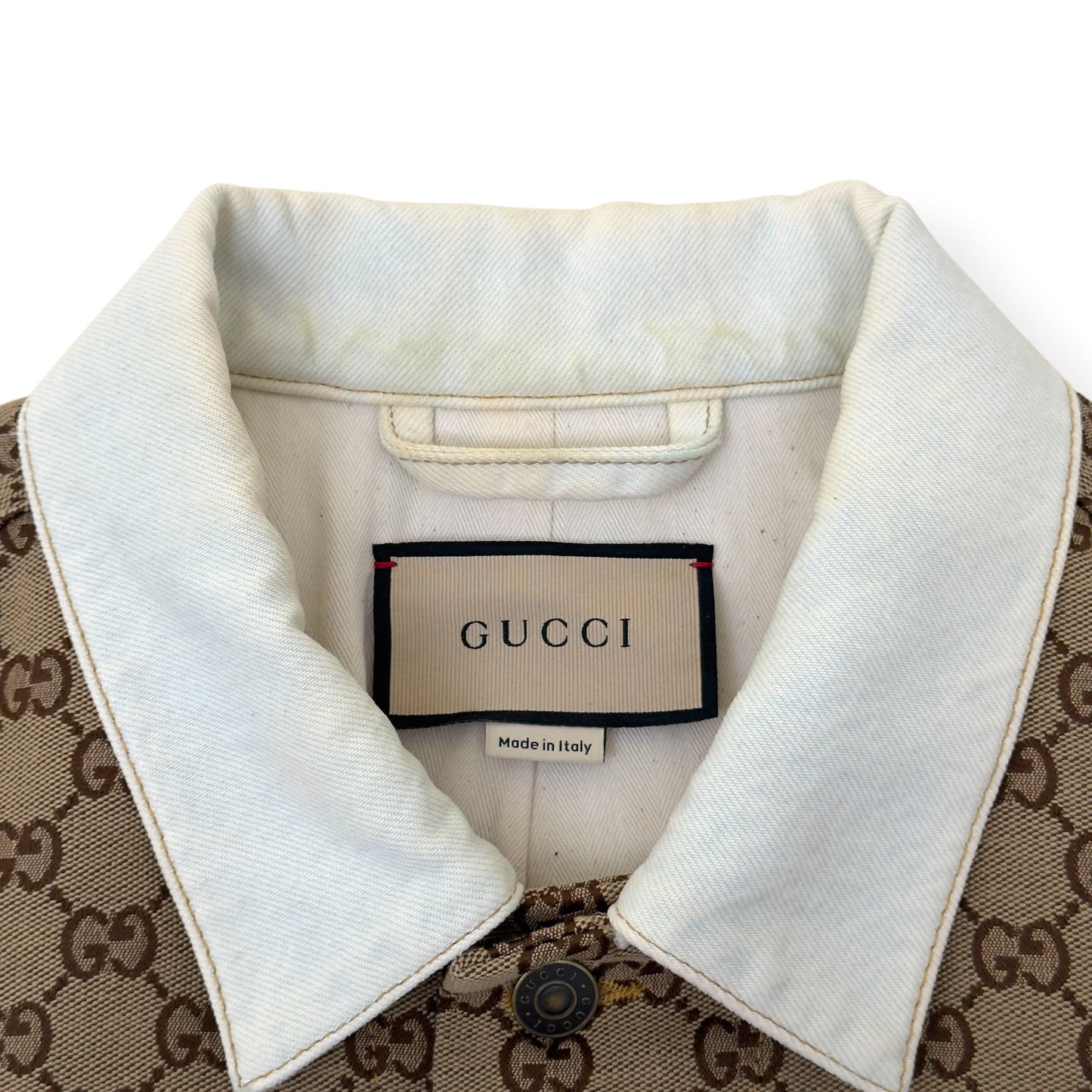 GUCCI GG CANVAS DENIM VEST JACKET WHITE / BEIGE 48 / M | Medium, Beige
