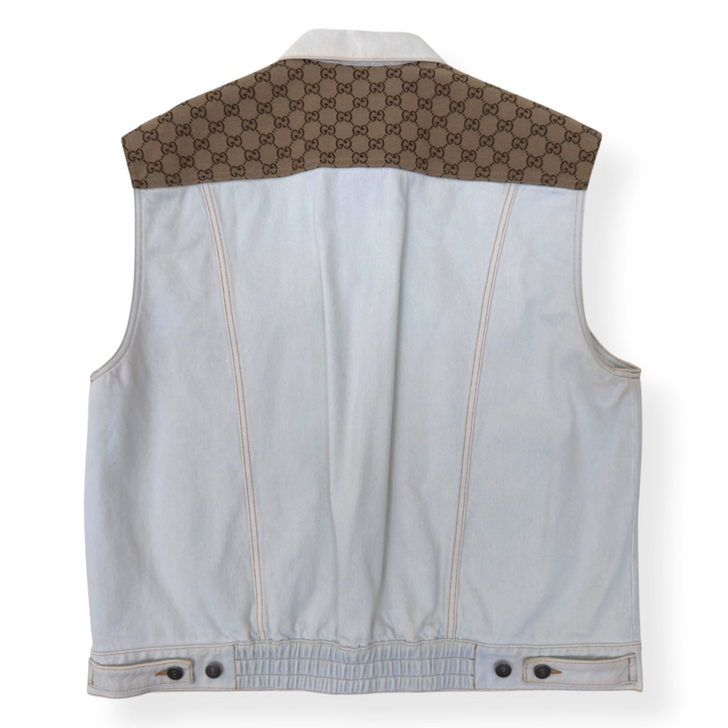 GUCCI GG CANVAS DENIM VEST JACKET WHITE / BEIGE 48 / M | Medium, Beige