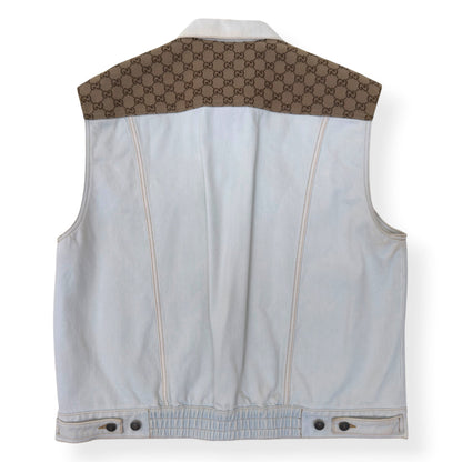 GUCCI GG CANVAS DENIM VEST JACKET WHITE / BEIGE 48 / M | Medium, Beige