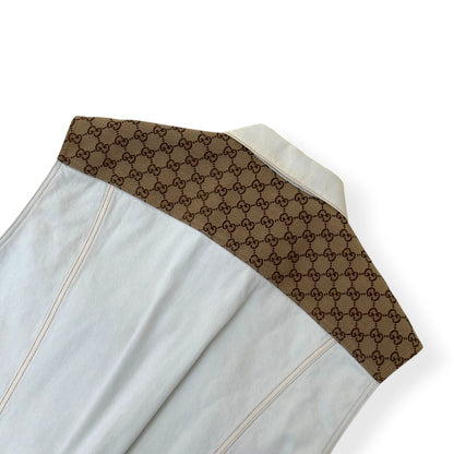 GUCCI GG CANVAS DENIM VEST JACKET WHITE / BEIGE 48 / M | Medium, Beige