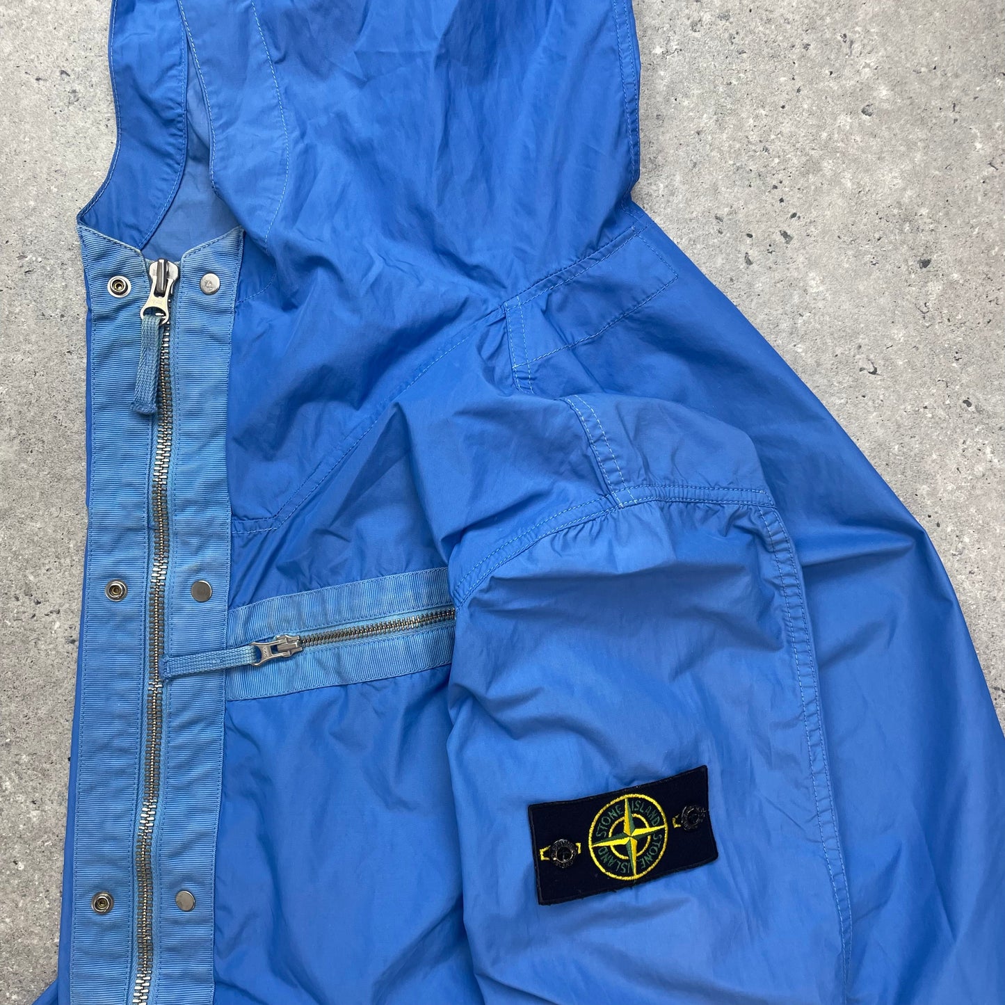 Stone Island Blue Spalmatura Nylon Hooded Jacket SS09 | Large, Blue