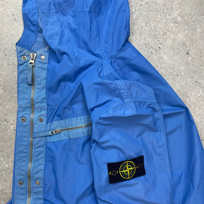 Stone Island Blue Spalmatura Nylon Hooded Jacket SS09 | Large, Blue