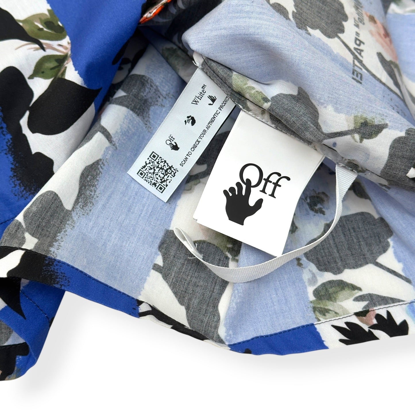OFF-WHITE FLORAL STRIPE SHORT SLEEVE SHIRT BLUE L | Large, Blue