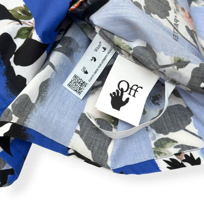 OFF-WHITE FLORAL STRIPE SHORT SLEEVE SHIRT BLUE L | Large, Blue