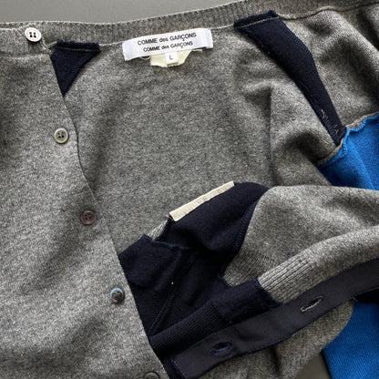 Comme Des Garçons Grey Red & Blue Cardigan | Medium, Multicoloured