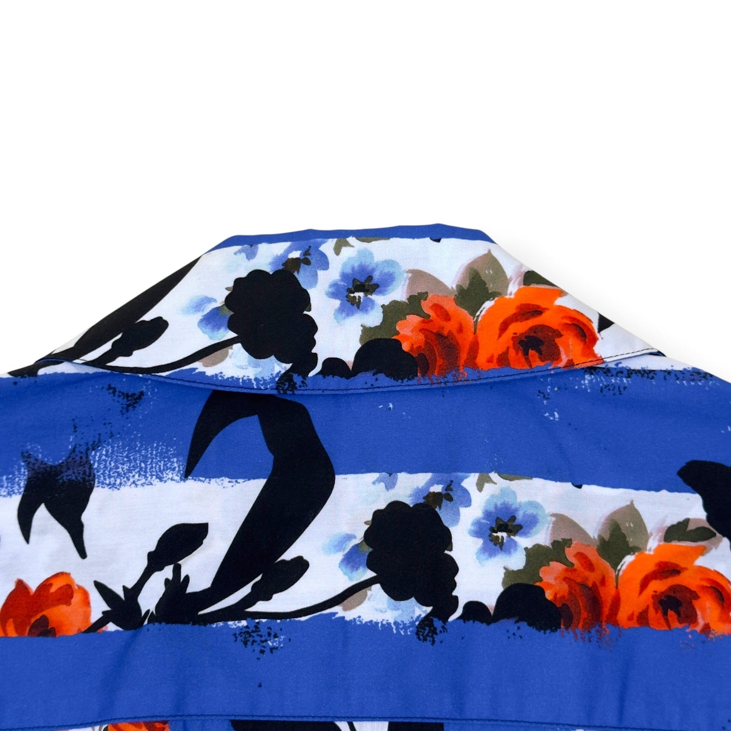 OFF-WHITE FLORAL STRIPE SHORT SLEEVE SHIRT BLUE L | Large, Blue