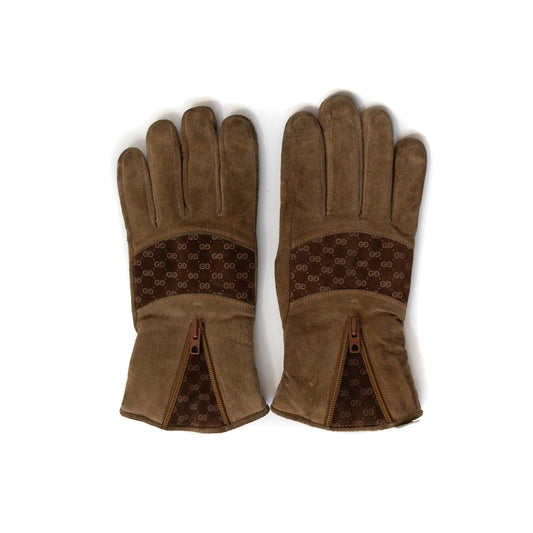 Gucci Monogram Suede Gloves