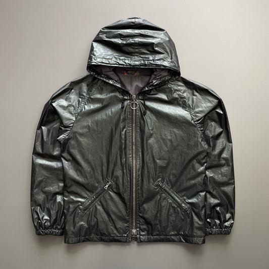 Prada Sport Forest Green 00s Waxy Hooded Windbreaker Jacket | Medium, Green