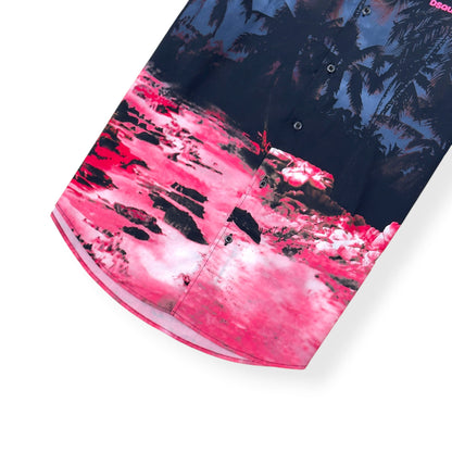 DSQUARED2 BOWLING DROPPED PALM TREE PRINT SHORT-SLEEVE SHIRT PINK / BLUE 46 / M | Medium, Multicoloured